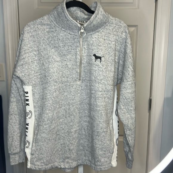 Victoria Secret Pink Women’s Pullover - 1/4 Zip Sweater Gray - Size Small - Picture 1 of 8